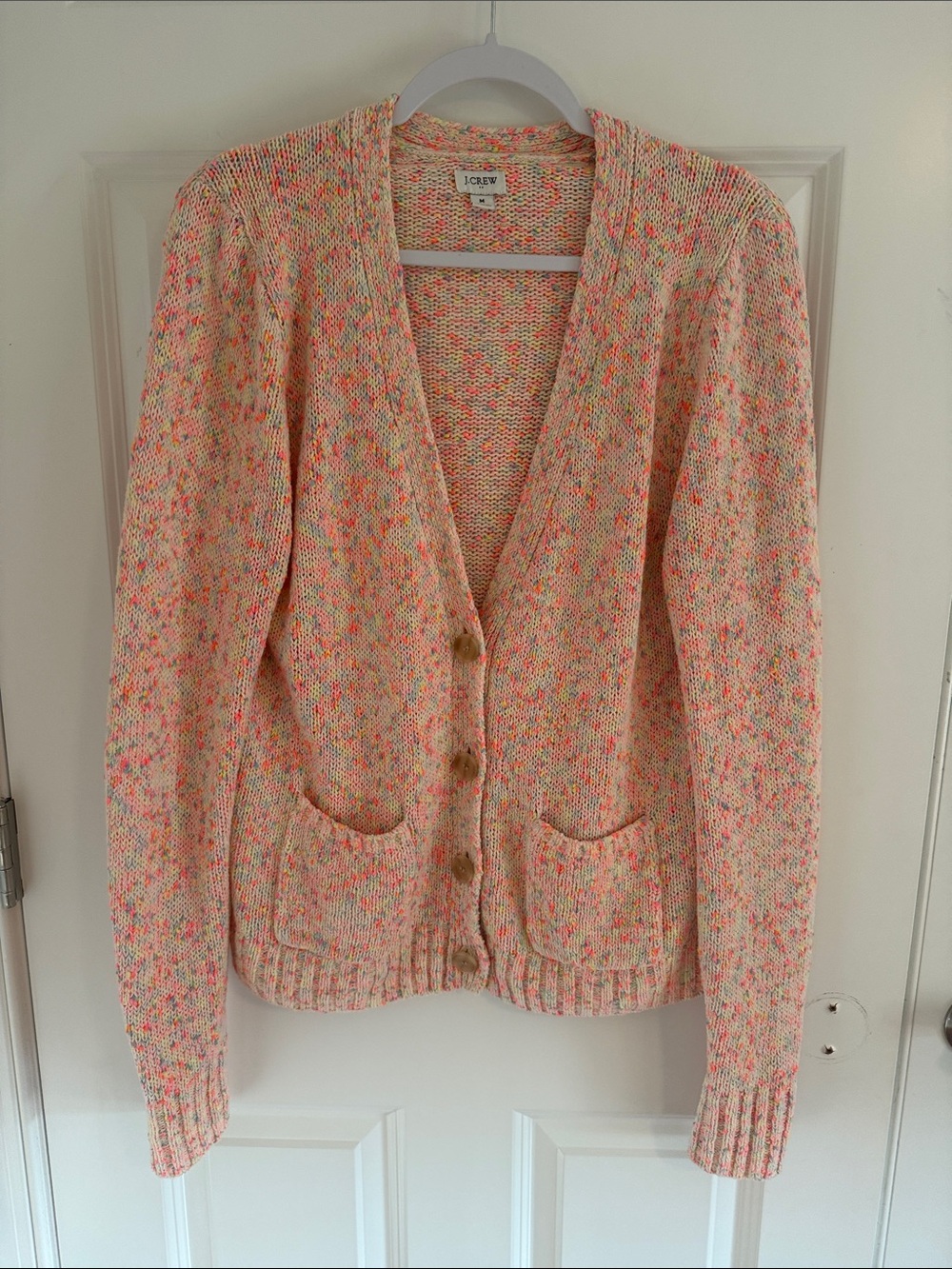 J. Crew Factory Multicolor Speckled Confetti V‑Neck Beach Cardigan Size Medium